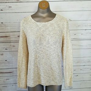 Chico's golden sequin knit pullover sweater